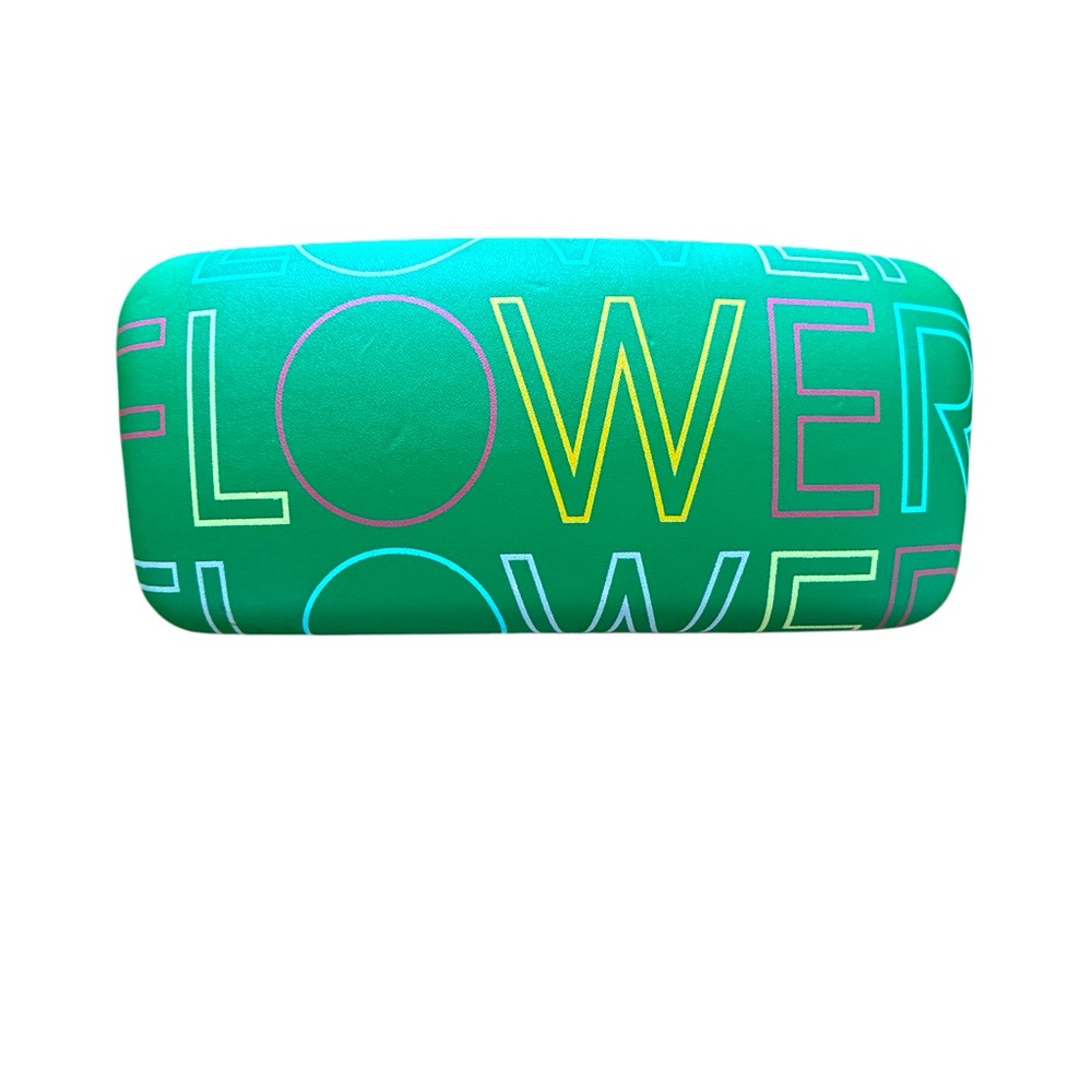 Drew Barrymore Hard Side Sunglasses Glasses Case Protection Flower Floral Green